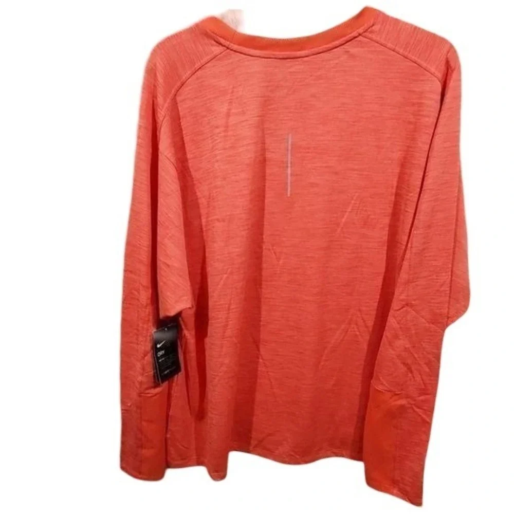 Nike Dri Fit‎ Long Sleeve Running Shirt Women Coral Orange Athletic Top